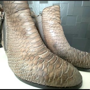 Donald Pliner Snake Metallic Leather Ankle Boots